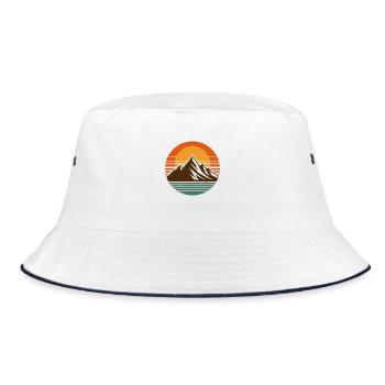 Mountains, nature, sunset - Bucket Hat - white/navy - Front