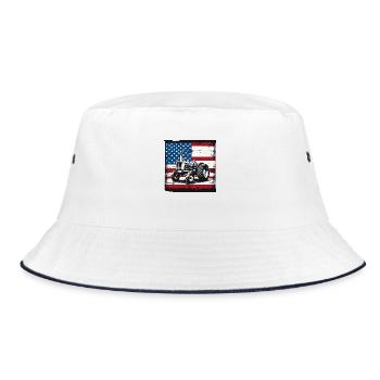 Traktor Vintage Bauern Traktor - Bucket Hat - Weiß/Navy - Vorne