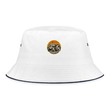 Oldtimer Traktor Bauern Traktor - Bucket Hat - Weiß/Navy - Vorne