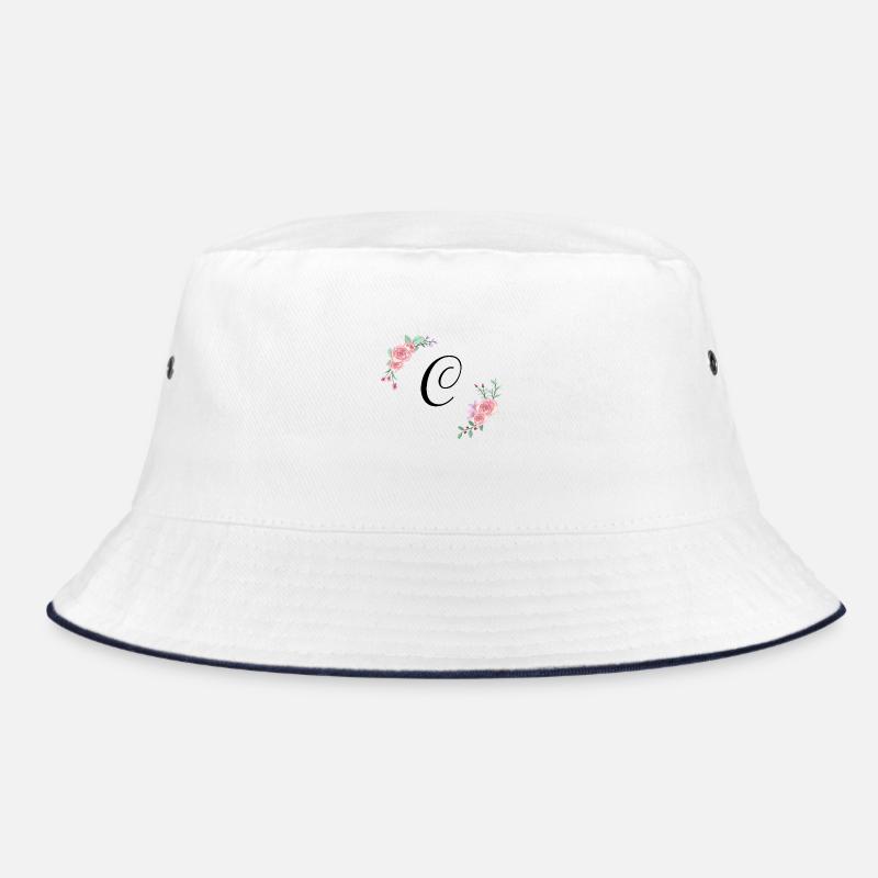 Rosa Blumenbuchstabe c Bucket Hat