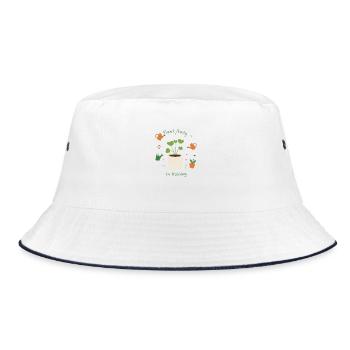 Pflanze Elternteil Niedlich Grüner Daumen Gartenästhetik - Bucket Hat - Weiß/Navy - Vorne