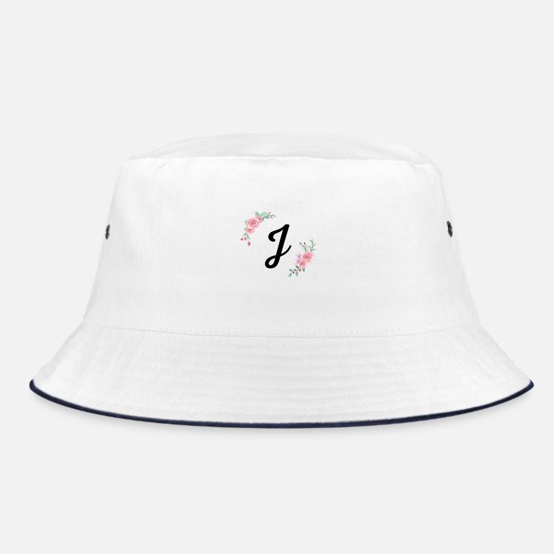 Rosa Blumenbuchstabe j Bucket Hat