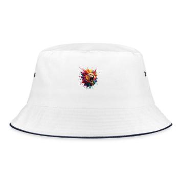 Löwe Farbbombe - Bucket Hat - Weiß/Navy - Vorne