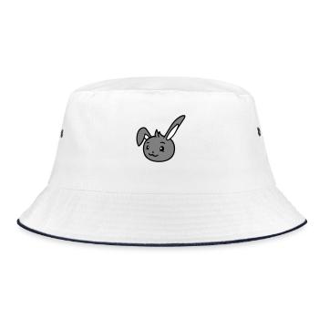 Hase Kaninchen guckt niedlich seitlich zur Seite - Bucket Hat - Weiß/Navy - Vorne