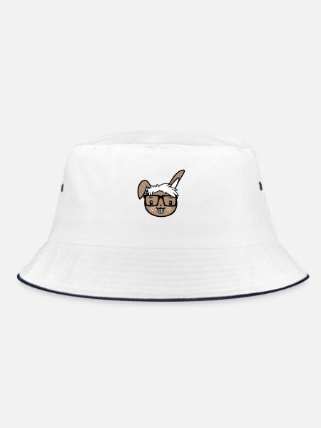Hase Nerd Geek Hornbrille Schlau Freak Intelligent - Bucket Hat - Weiß/Navy - Vorne