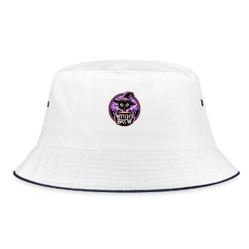 Witch’s Brew – Mystische Hexenkatze - Bucket Hat - Weiß/Navy - Vorne