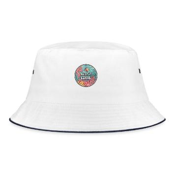 Keep It Coral – Korallenriff Retten, Meeresschutz - Bucket Hat - Weiß/Navy - Vorne