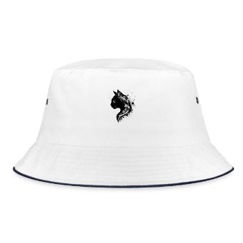 a cat's floral head - Bucket Hat - white/navy - Front