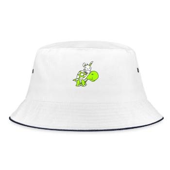 Hase große riesige Schildkröte reiten winken Süß - Bucket Hat - Weiß/Navy - Vorne
