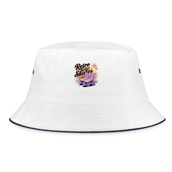 Retro Roller Skates – 80s Vibes - Bucket Hat - white/navy - Front