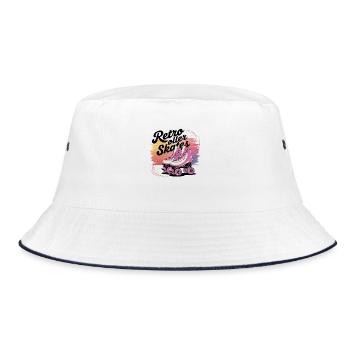 Retro Roller Skates – 80s Vibes - Bucket Hat - white/navy - Front