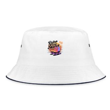 Retro Roller Skates – 80s Vibes - Bucket Hat - white/navy - Front