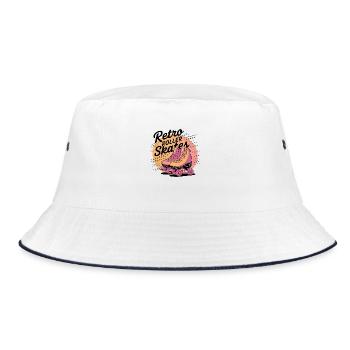 Retro Roller Skates – 80s Vibes - Bucket Hat - white/navy - Front