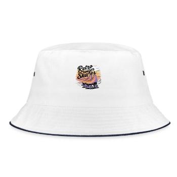 Retro Roller Skates – 80s Vibes - Bucket Hat - white/navy - Front