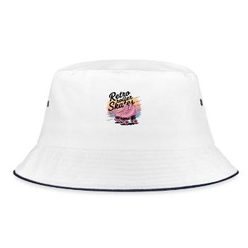 Retro Roller Skates – 80s Vibes - Bucket Hat - white/navy - Front