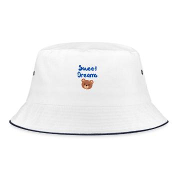 Süße Träume - Teddybär - Bucket Hat - Weiß/Navy - Vorne