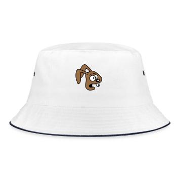 Bunny Horrified Fearful Desperate Confused Cool - Bucket Hat - white/navy - Front