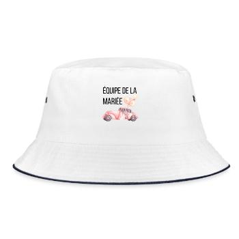Brautteam - Autohochzeit - Bucket Hat - Weiß/Navy - Vorne