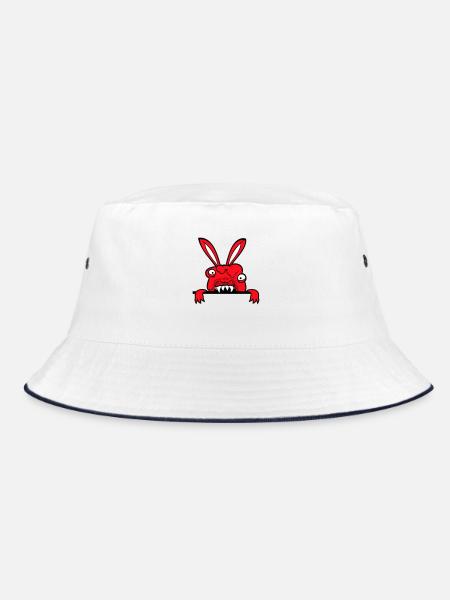 Bunny Monster Evil Cool Halloween Horror - Bucket Hat - white/navy - Front