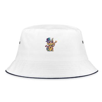 Music Guitar Cat - Bucket Hat - white/navy - Front