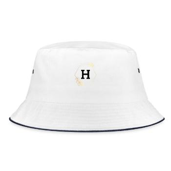 Buchstabe h Goldener Blumenrahmen - Bucket Hat - Weiß/Navy - Vorne