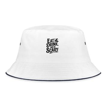Eat, Drink And Be Scary - Bucket Hat - white/navy - Front