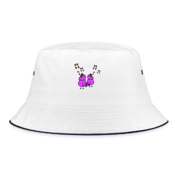 Singvögel singen Musiknoten Spatz zwitschern Musik - Bucket Hat - Weiß/Navy - Vorne