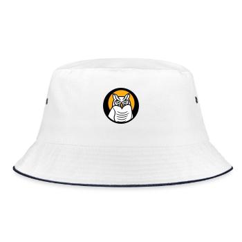Owl Bird Eagle Owl Sun Moon Night Full Moon Round Logo - Bucket Hat - white/navy - Front