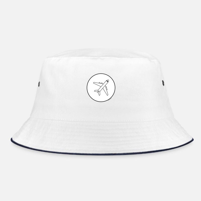 flugzeug minimalistisch - Bucket Hat - Weiß/Navy
