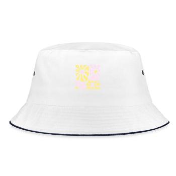 Pastel Flower Power - Bucket Hat - Weiß/Navy - Vorne