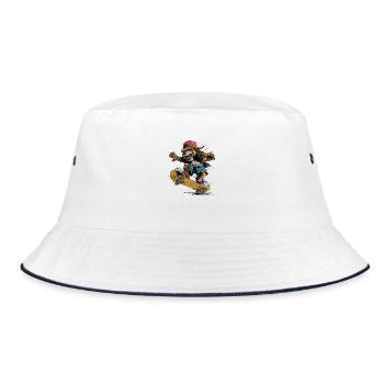 Skater Dog – wild street style with bite. - Bucket Hat - white/navy - Front