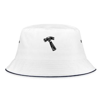 Hammer Time - Hobby Profi immer einsatzbereit - Bucket Hat - Weiß/Navy - Vorne