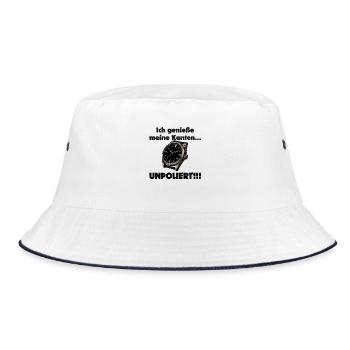 ich geniesse meine Kanten unpoliert! Uhren Design - Bucket Hat - Weiß/Navy - Vorne