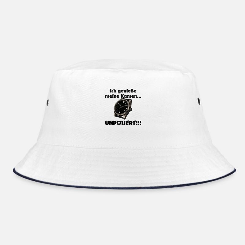 I enjoy my edges unpolished! Clock Design - Bucket Hat - white/navy