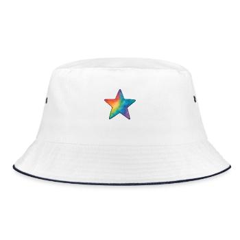 Watercolor Star – Colorful Star in Watercolor Style - Bucket Hat - white/navy - Front