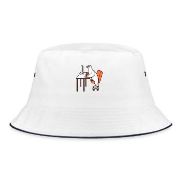Pigeon Works Office Computer Keyboard Mouse Gamer - Bucket Hat - white/navy - Front
