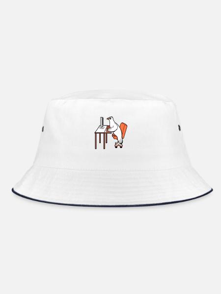 Pigeon Works Office Computer Keyboard Mouse Gamer - Bucket Hat - white/navy - Front