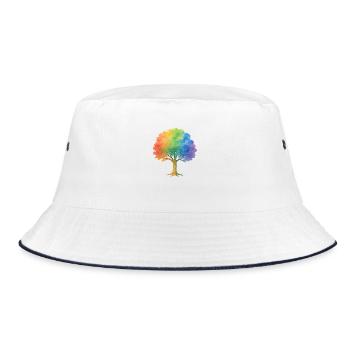Rainbow Tree – Bunter Aquarell-Baum voller Leben u - Bucket Hat - Weiß/Navy - Vorne
