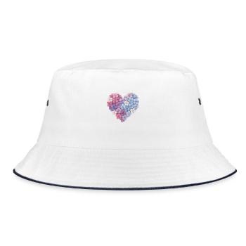 Hortensienherz – florale Liebeserklärung - Bucket Hat - Weiß/Navy - Vorne
