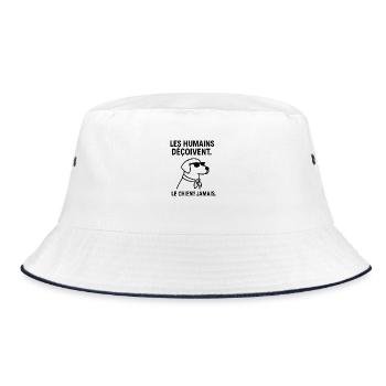 Der Mensch enttäuscht, der Hund? nie - Bucket Hat - Weiß/Navy - Vorne
