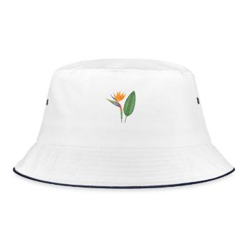 Strelitzia – exotic blossoms - Bucket Hat - white/navy - Front