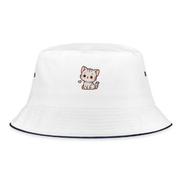Little Cat – Purring & Cute - Bucket Hat - white/navy - Front