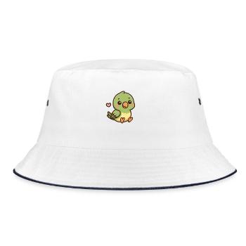 Kleiner Papagei – bunt & bezaubernd - Bucket Hat - Weiß/Navy - Vorne