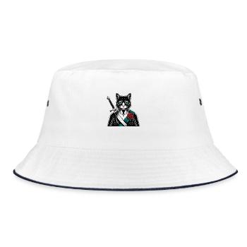 Le chat samourai, le chat Bushido - Bob - blanc/marine - Devant