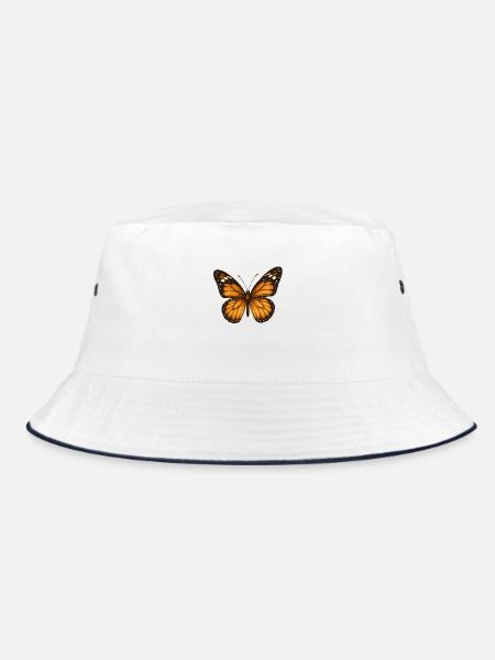 Monarchfalter – zart & majestätisch - Bucket Hat - Weiß/Navy - Vorne
