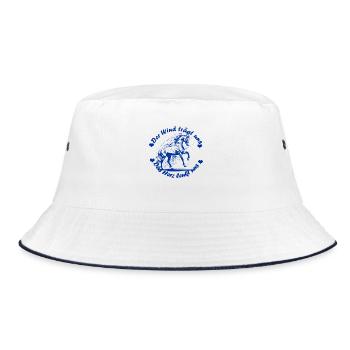 Pferd Herz blau - Bucket Hat - Weiß/Navy - Vorne