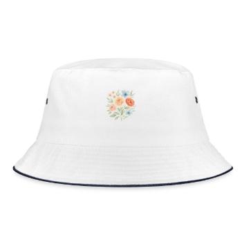 Blütentraum – nostalgic & tender - Bucket Hat - white/navy - Front