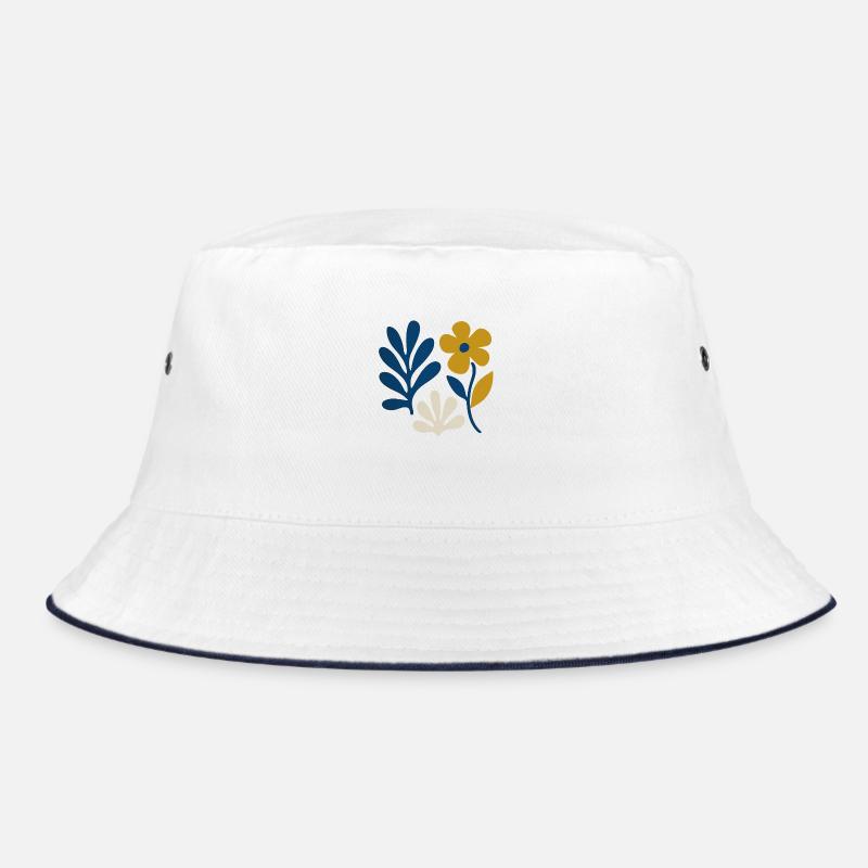 Florale Komposition – Blau & Senf Bucket Hat