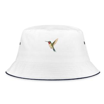 Ruby-throated hummingbird – nature meets elegance - Bucket Hat - white/navy - Front
