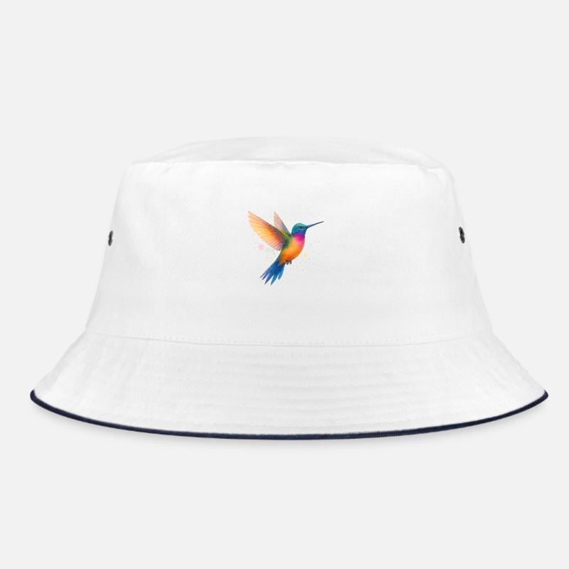 Tanzender Regenbogen-Kolibri - Bucket Hat - Weiß/Navy